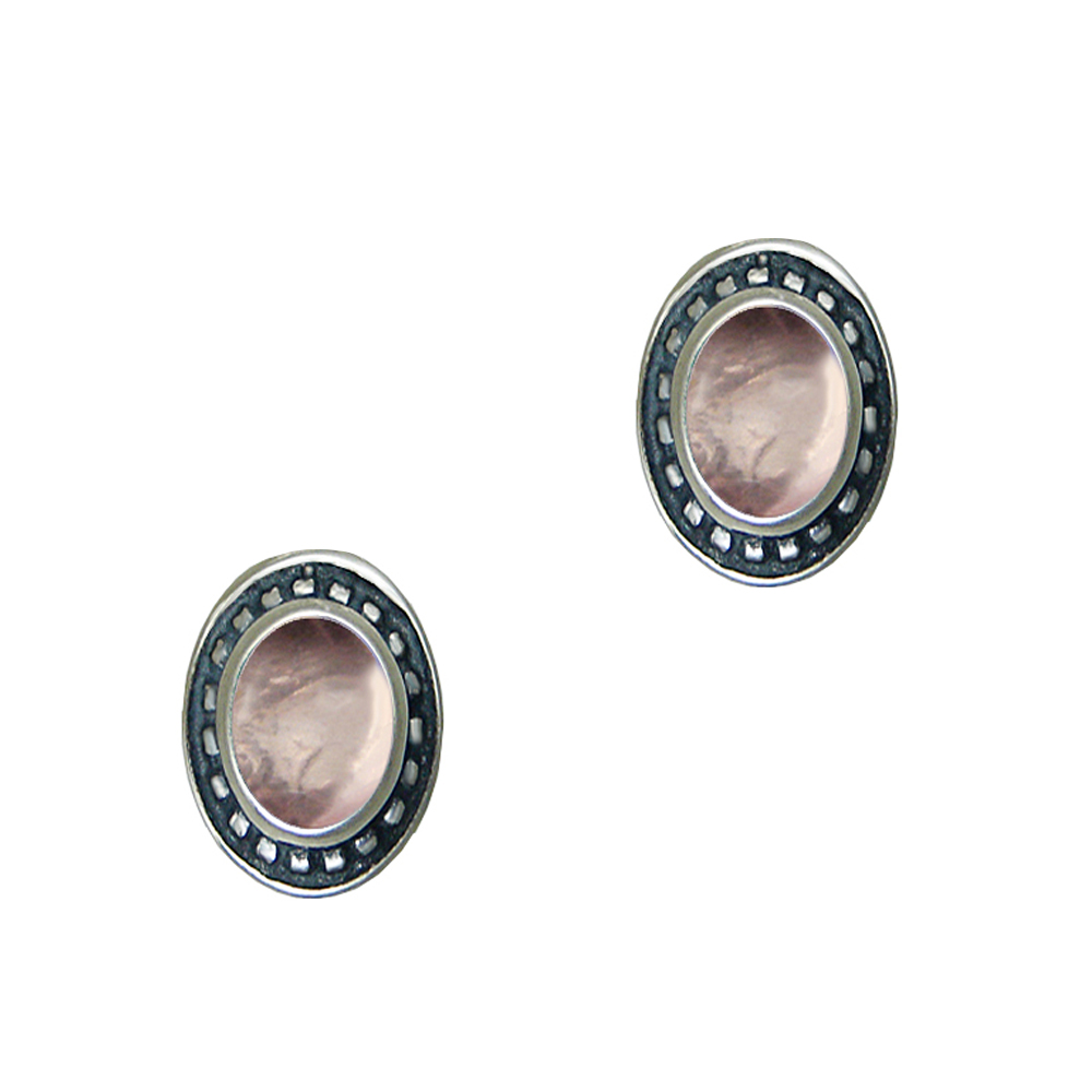 Sterling Silver Rose Quartz Post Stud Earrings